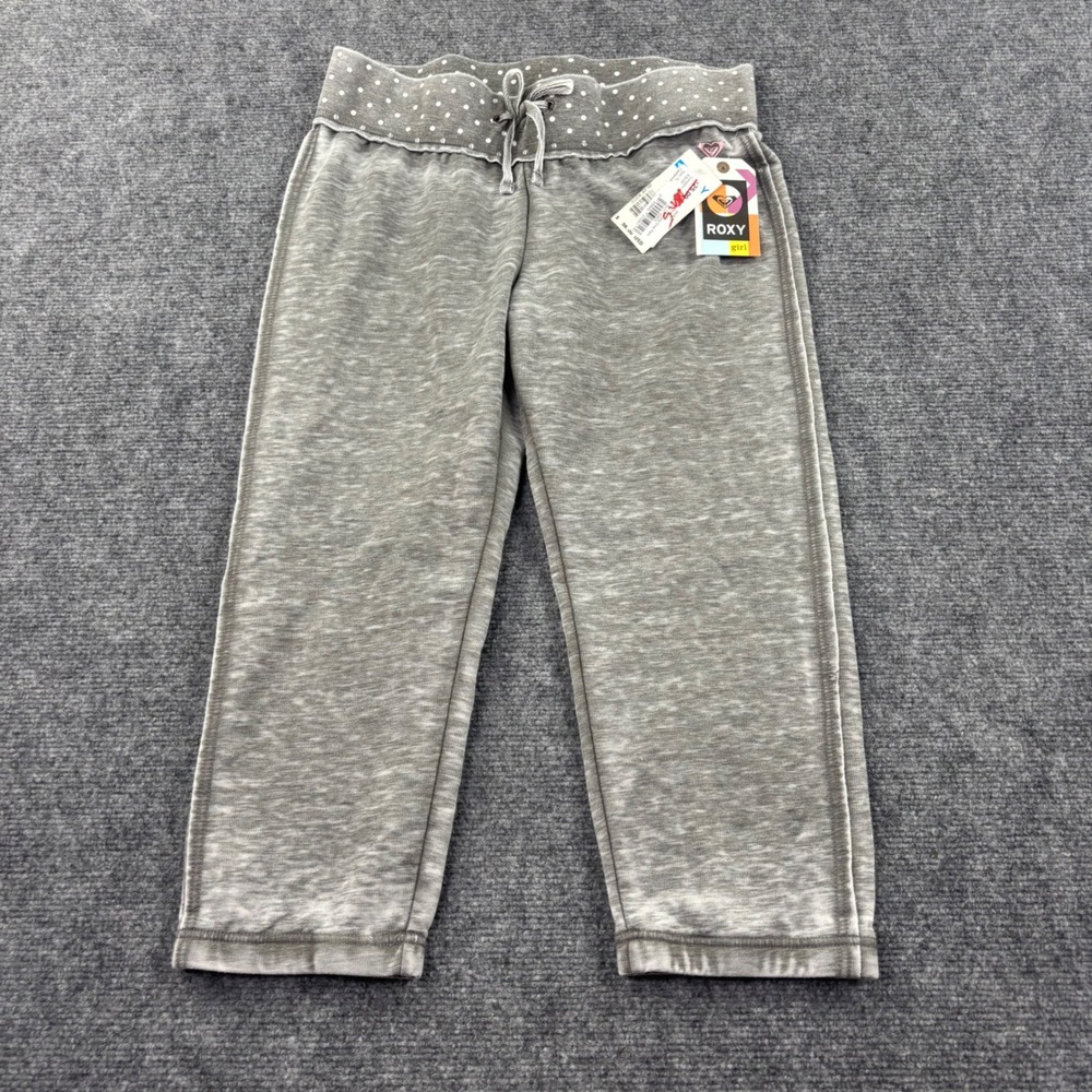 Roxy Chilaxing Crop Pant XL Gray Polka Dot Waist Fleece Sweatpants NWT Kids